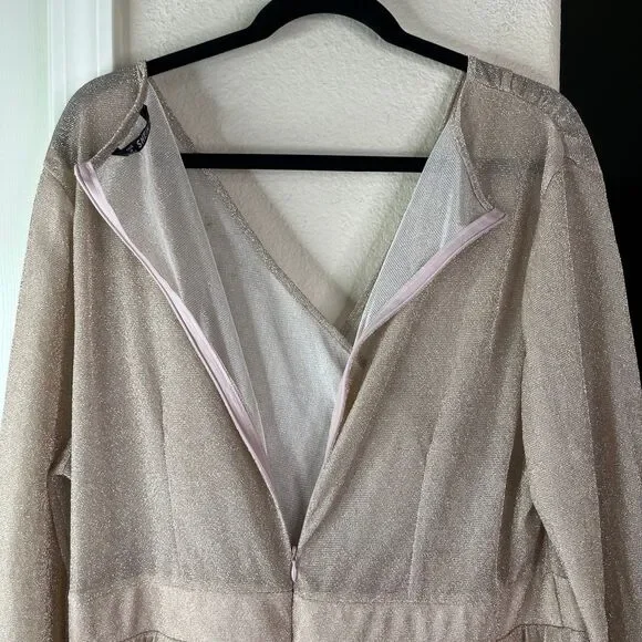 Maxi SHEIN Long Sleeve Women’s Dress Pleated Blush Pink Size 3XL #652 - Picture 6 of 12